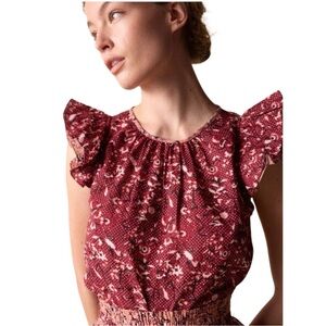 St. Roche Finch Top Berry Pinkish Hand Screen Organic Cotton Boho